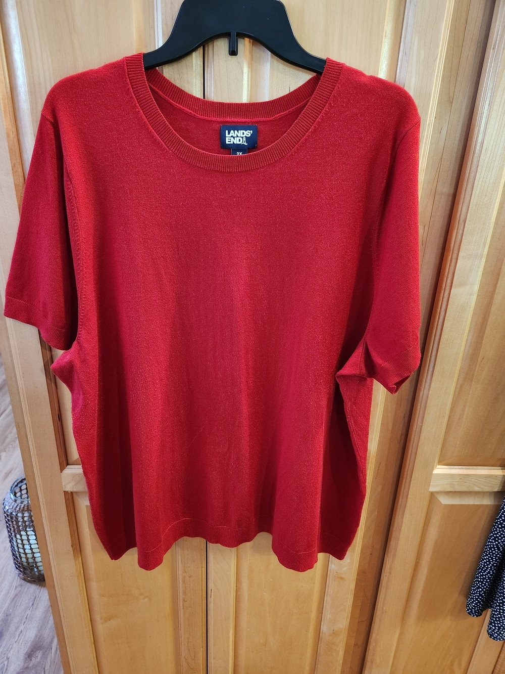Lands' End Women's Red Short-Sleeve Knit Top